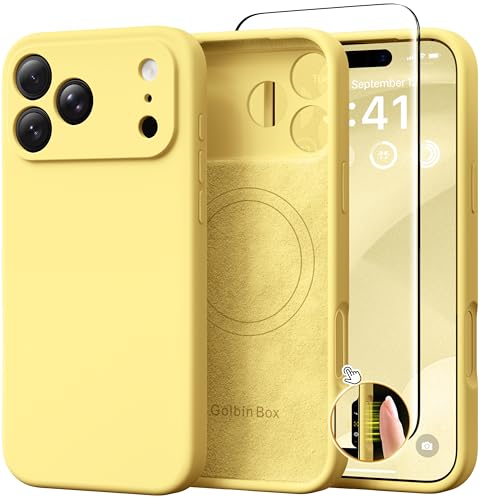 Image of GolbinBox Magnetic for iPhone 17 Pro Case, Silicone Cover, Jasmine Yellow