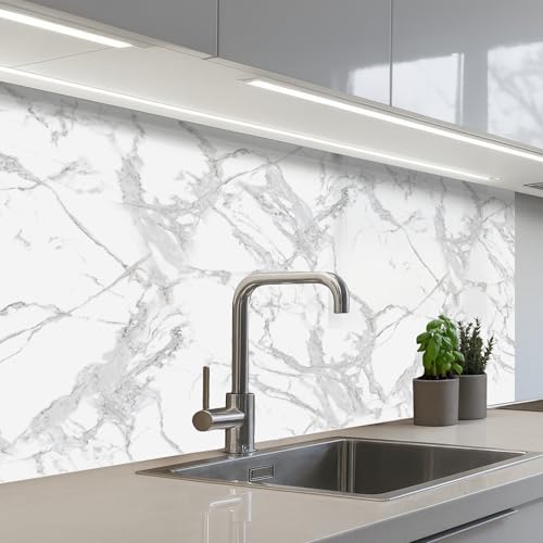 KitchenYeah© Credence Cuisine Sur Mesure 60x100 cm Plaque Adhesive Murale Panneau Decoratif Interieur Peel And Stick Mural Protection Mur Marbre - Pur - Gris - Veines