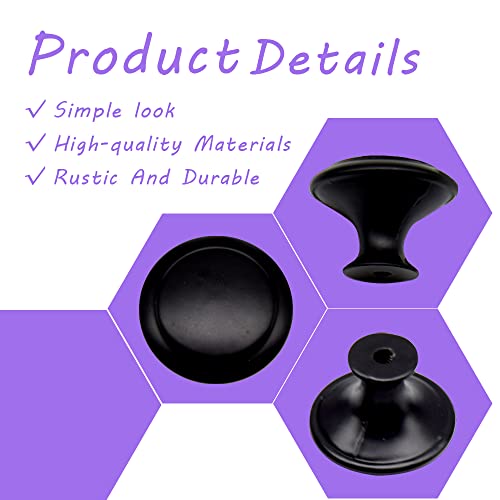 Yosawo 12 Pcs Vintage Cabinet Knobs Round Solid Knobs Handles with Screws for Cabinet Wardrobe, Drawer, Bathroom Racks (30mm/Black) - Image 3