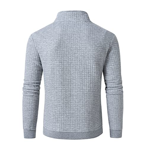 YuKaiChen Men's Long-Sleeve Quarter-Zip Casual Sweatshirt Square Pattern3