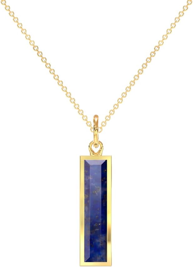 Womens 14K Yellow Gold Gemstone Pendant Necklace 18 Inch with 5mm Spring Lock Neck Jewelry Gift for Anniversary Wedding