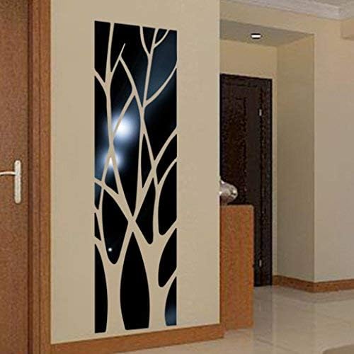 JIANGfu 3D Mirror Removable Wall Sticker Acrylic Mural Decal Home Room Decor (Black, A)