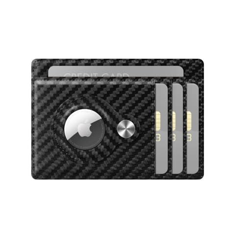 Minimalist Wallet with Built-in AirTag Case Holder - Stylish and Secure Wallet, AirTag Wallet RFID Credit Card Holder (Carbon)