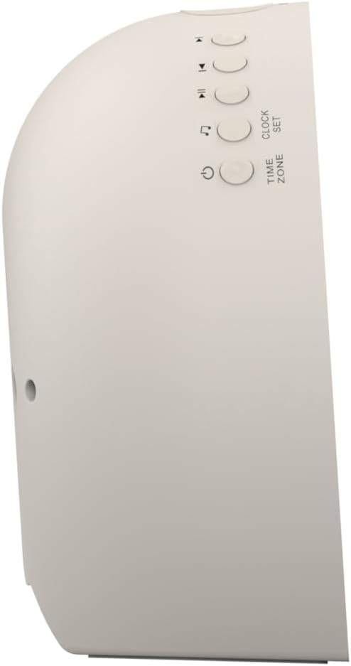 Emerson CKSS7801WM Sunrise Smartset Alarm Clock with White Noise, 4 Soothing Sounds and 2 Wake up Sounds, 8-Color Dimmable LED, Bluetooth Speaker, White with Tan