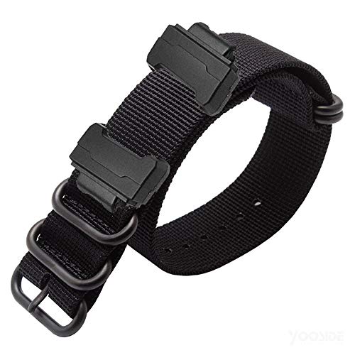 YOOSIDE Armband für Casio G-Shock, NATO Gewebtes Nylon Uhrenarmbänder mit Edelstahlschnalle Ersatzarmband für Casio G-Shock GW-DW5600/DW-6900,GW-M5610/GW-5000 5035 (Schwarz)