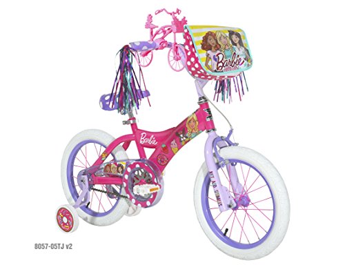Dynacraft Barbie Girls BMX Street Bike 16", Pink/White/Purple