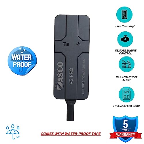 Image of ZASCO V5 PRO GPS Tracker for Cars /Motorcycles /Bikes /Trucks with Engine Lock /Unlock Option /antitheft alerts System with 5 Years Warranty+M2M Simcard(with Waterproof Tape).