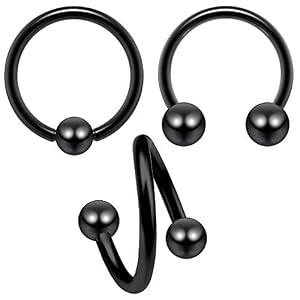 Bling Piercing BQCBHS3SET16G-BLK8MM Bling Piercing BQCBHS3SET16G-BLK8MM
