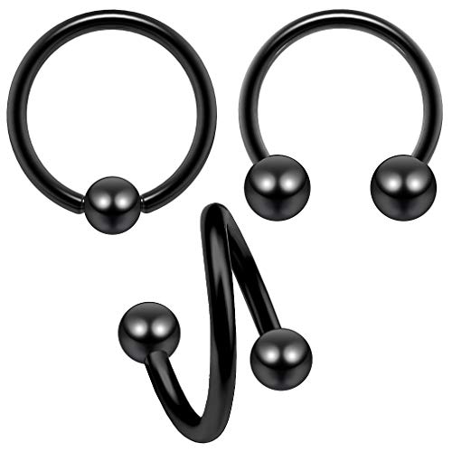 Bling Piercing BQCBHS3SET16G-BLK8MM Bling Piercing BQCBHS3SET16G-BLK8MM