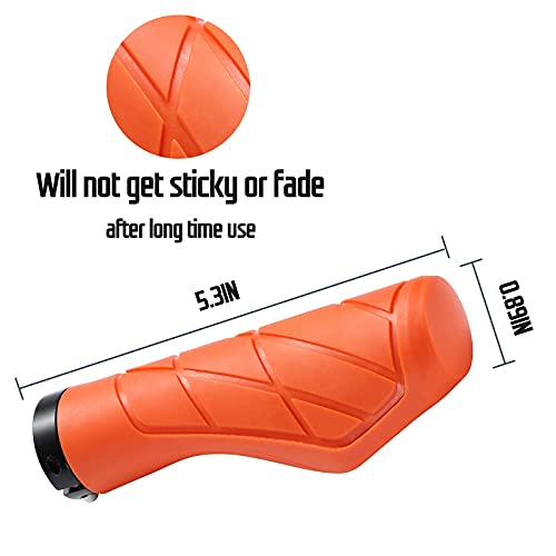 Mixsuper Mountain Bike Handlebar Grips Anti-Slip Shock Absorbing Orange #TOP2