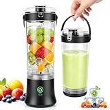 Birnetek Frullatore Portatile, 600 ml Ricaricabile Juicer Cup, con 6 Lame, 2 Modalità di Miscelazione e Batteria da 4000 mAh, per Frullati, Frullati Proteici, Miscele di Frutta