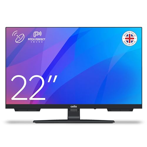 Cello C2224SH 22" FULL HD telewizor LED z bezramkowym potrójnym tunerem (DVB-C/-S2/-T2) "Pitch Perfect Sound", idealny do małych pomieszczeń Made in Europe [2024]
