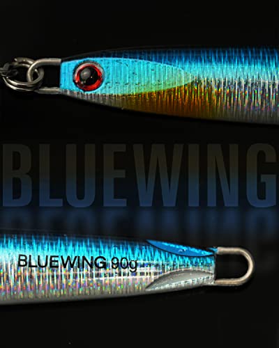 Bluewing Speed Vertical Jigging Lure, Offshore Vertical Jig Deep Sea Jigging Lures, Saltwater Jigs Fishing Lures For Tuna Salmon Snapper Kingfish, Blue/Gold,100G #TOP2