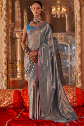 Image of SWORNOF Women's Patola silk saree for Patola festival Wedding silk with rich pallu Design sarees for women with blouse piece