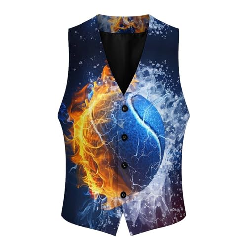 Ice&fire-tennis Men's Suit Vests Business Formal Dress V-Neck Waistcoat Tops with 2 Pockets4