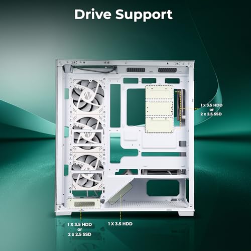 Image of Zebronics Premium Gaming Case, Mid-Tower, EATX, ATX, Upto 360mm AIO Support, 6 ARGB Fans with 2 Reverse Blade Fans, Type-C, USB 3.0, Vertical GPU, Magnetic Dust Filter (Xenocore, White)
