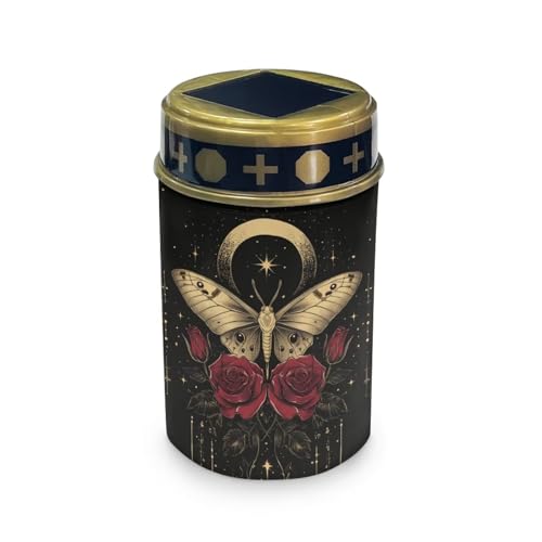 HUGS IDEA Luci solari per tomba a forma di falena, luci a LED per cimitero con rose rosse, impermeabili, lampade solari per esterni, giardino, patio, percorso, angelo, decorazioni per gravesite