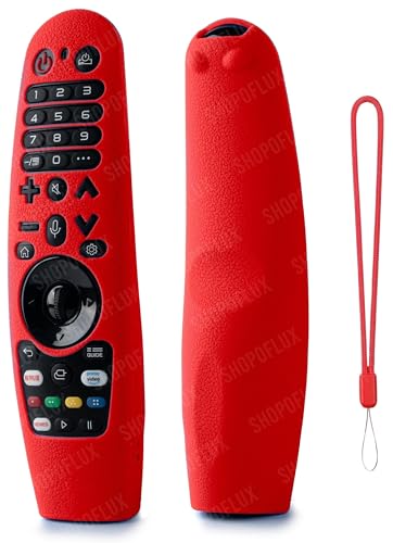 Image of Shopoflux Silicone Full Wrap Case Compatible with LG Magic Remote with Lanyard [Remote Not Included] (RED)