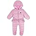 Produktbild Baby Mädchen Schneeanzüge Overalls mit Kapuze Winter Strampler Baumwolle Jumpsuit mit Füßen Spielanzug Schlafanzug Outfit Wintermantel Rosa 74/9-12 Monate (Etikettengröße: 74)