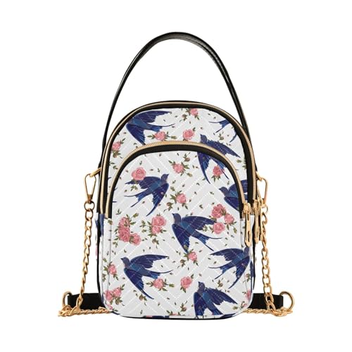susiyo Spring Birds Swallow Small Crossbody Bags Shoulder Bag for Women Multi Zipper Stylish Ladies Messenger Bags Phone Purse Handbag Wallet