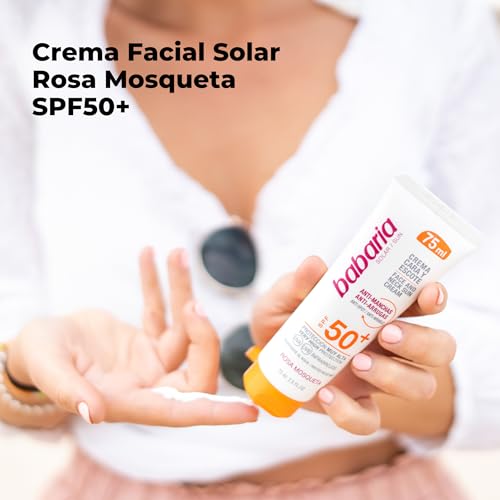 Babaria - Protector Solar Facial 50 Rosa Mosqueta | Crema Protectora Solar 50 | Crema Solar 50 | Proteccion Solar 50 Facial | Crema Hidratante con Protección Solar Mujer y Hombre - Imagen 3