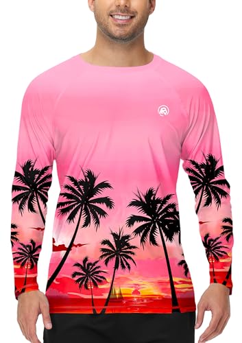 AOBUTE Mens Long Sleeve Swim Shirt Quick Dry Sun Protection Rash Guard