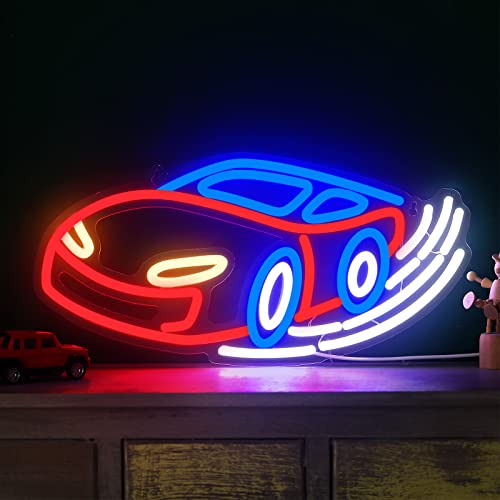 Riakrum Race Car Neon Light Sign Room Decor for Boy Kid LED Racing Sign USB Lamps for Man Cave Bedroom Playroom Birthday Wall Decor