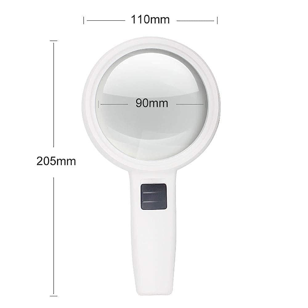 Lupa con Luz, Lupa De Mano Grande con Iluminación Led De 30 Aumentos, Incluye Bolsa De Tela para Lentes/Blanco
