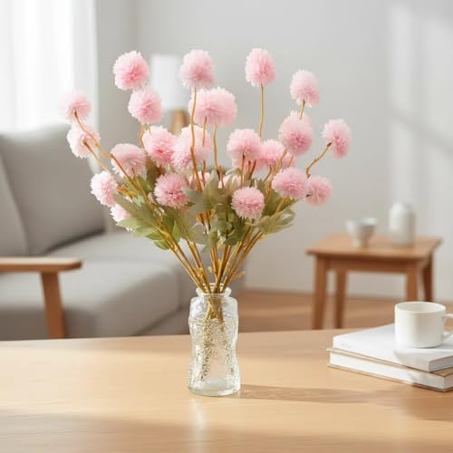 Image of Mandy's 6 Stems Silk Pink Kiku Ball Flowers