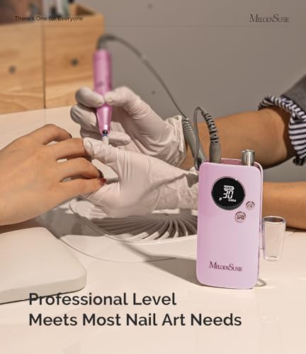 Image of MelodySusie Entry-Level Clip-On Rechargeable Nail Drill, SC320F 30000RPM E-File with Pastel & Colorful Design for Manicure Shaping & Gel Removal, Ideal for Training, Nail Art Practice & Home Use