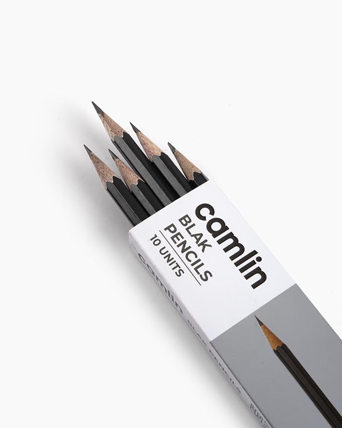 Image of Camel Blak Pencils - Pack of 10 | Extra Dark Graphite Lead for Smooth Writing & Shading | Ideal for Board Exams, Competitive Tests, School, Office & Art Use