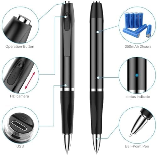 Image of Spy Camera with Audio and Video Recorder Pen 4k Full HD Hidden Camera Ultra Small Camera, Support 128GB Micro SD Card Long Battery Backup Indoor Outdoor Usage (Pen Camera)