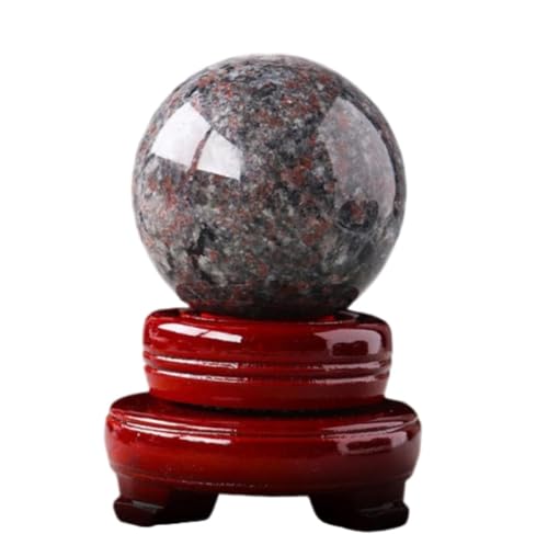 Sphère en yooperlite de 55mm avec support pour déco et lithothérapie