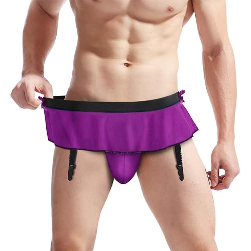 Sissy Pouch Panties for Men G-String Lingerie Skirt Men Thongs Underwear Briefs with Garters Belt Bikini Lingerie4