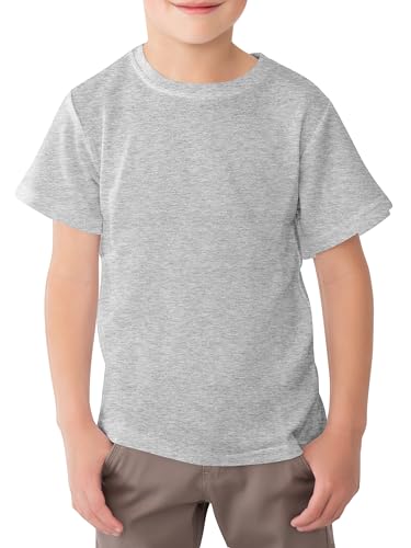 Image of Looks Divine Gift Kids T-Shirt Crew Neck Short Sleeve Boys Cotton T-Shirt Plain Tops for Childerns (UK, Age, 9 Years, 11 Years, Regular, Heather Grey)