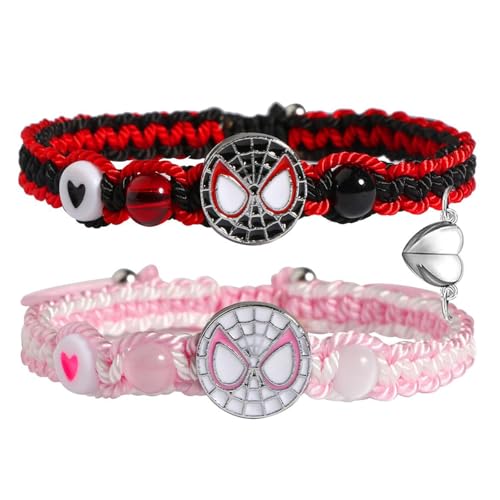 LANWLOSI Pulseiras de Aranha da Amizade para 2 Pulseiras Combinando para Casais, Melhores Amigos, Pulseiras de Aranha Combinando para Melhor Amigo, Aniversário, Halloween, Natal, Joias Presentes para