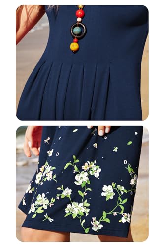 Image of KILIG Women Soft Casual Beach Sundress Floral Pleated Vintage Tank Dress 2026