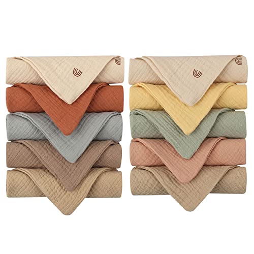 Reoyloep Waschlappen für Baby, 10-Pack Handtuch waschen Quadrate 23x23cm/9.06'x9.06' Baby Burp Tuch Baumwolle Gesichtstücher Super Soft