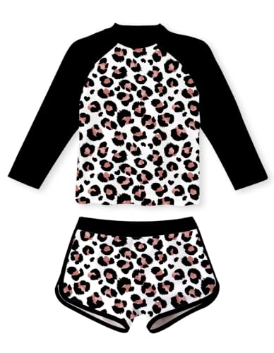 Image of TUONROAD Girls 2 Pieces Rash Guard Swimsuit Long Sleeve Tankini for 4-10 Years