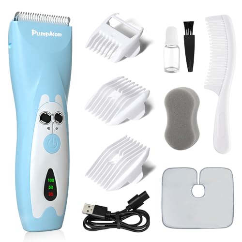 PumpMom Tondeuse à cheveux pour bébé, tondeuse à faible bruit pour enfants, étanche, rechargeable et sans fil pour nourrissons, tout-petits et enfants...