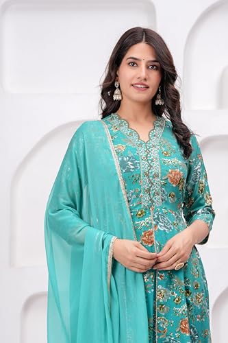 Image of MANHAREE | Women's Rayon Kurta with Pant & Dupatta Set