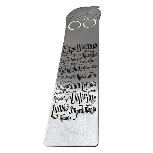 Marca Página Livro HarryPotter em Metal, Design Feitiços Expelliarmus, Decorativo, Prateado