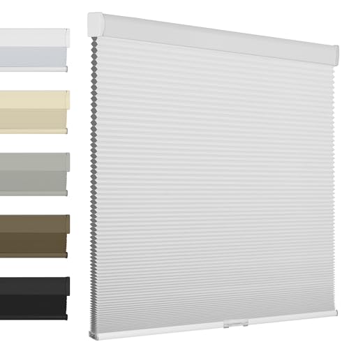Image of BERISSA Blackout Cellular Shades Cordless Honeycomb Blinds for Windows Thermal Insulated Window Shades Blinds for Windows,Bedroom,Easy to Install,White.59 W x 36" H