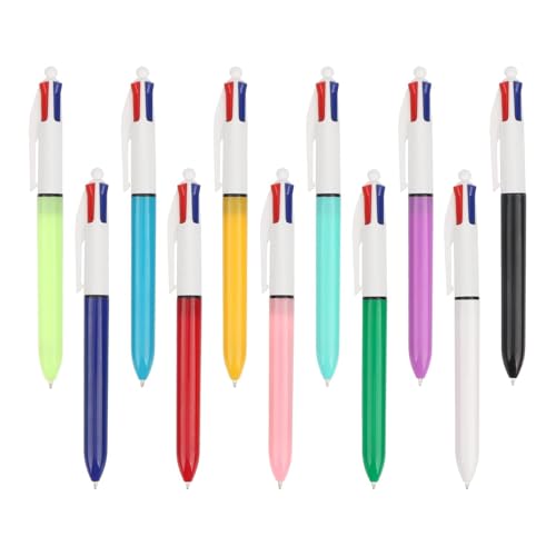 11 Pack Pens Multicolour, 4 Colour Pens All In One Multicoloured Pen, Retractable Ballpoint Pen Medium 1.0mm Multi Coloured Pen All in One for School Office Supplies, Students Children Gift