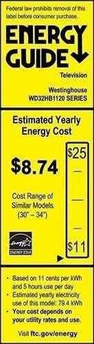 Energy Guide label for Westinghouse WD32HB1120 TV