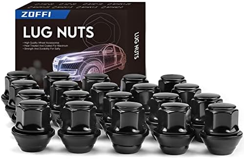 M12x1.5 Black OEM Factory Style Large Acorn Seat Lug Wheel Nuts for Most Ford Fiesta Focus Fusion Alloy Wheels - 20pcs Black Closed End M12x1.5 Lug Nuts