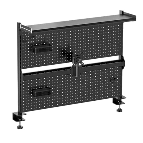 Pannello forato da scrivania in metallo con supporto per monitor, adatto per monitor da 32 pollici, ideale per giochi e ufficio domestico, organizer per accessori per computer