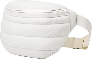 شنطة بحزام كروس مبطنة للنساء من كوزي اب ان ستايل، شنطة خصر عصرية مع حزام قابل للتعديل، شنطة صدر من النايلون المعاد تدويره للسفر والكاجوال والاستخدام اليومي - ابيض