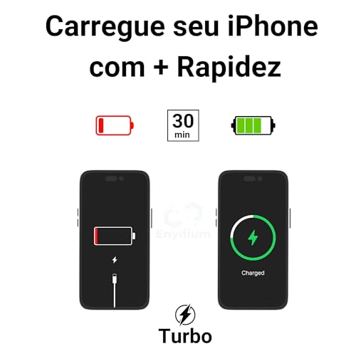 Carregador Turbo 25W com Cabo USB-C para Lightning + Fonte Ultra Rápida Fast Charge, Compatível com