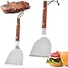 Set di Spatole in Acciaio Inossidabile, 2 Pezzi Spatola per Barbecue, Spatola Teppanyaki, Multiuso Piatto Spatola con Manico Legno per Grigliate Teppanyaki, Hamburger, Bistecca (2 Dimensioni)